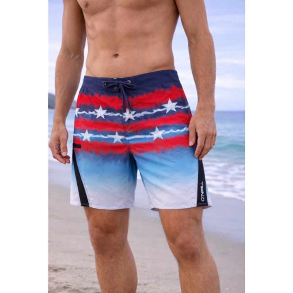 NWT- Men’s O’Neill Superfreak Boardshorts USA Flag Size 33 | 20” At Knee